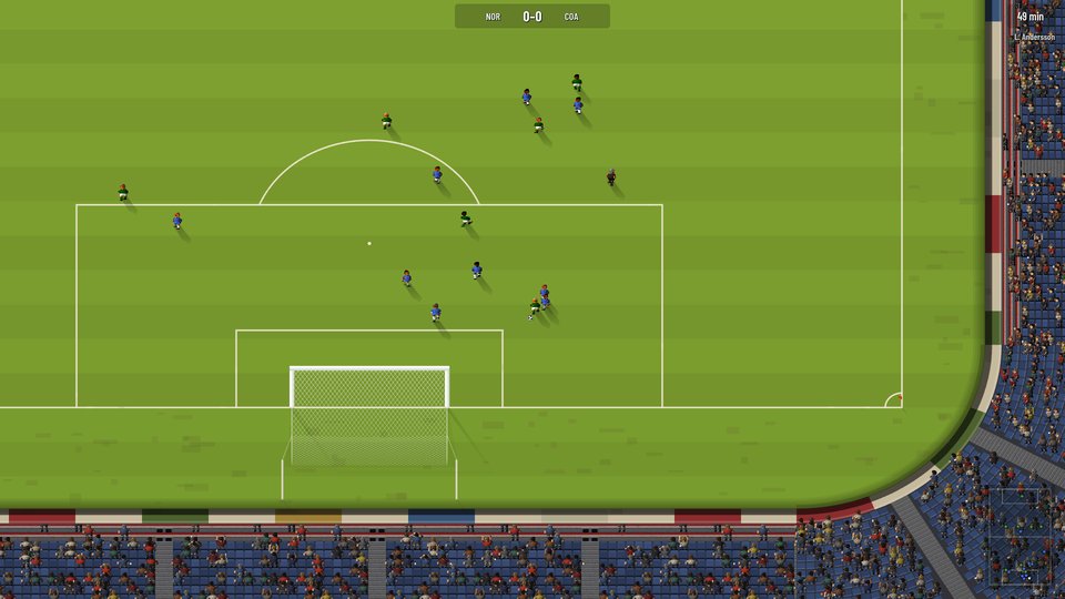 An attack down the wing in front of the crowd